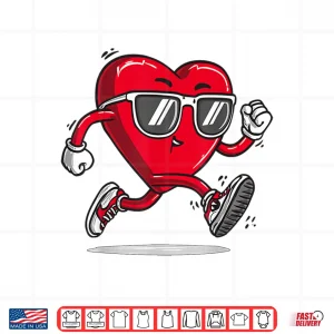 Design Runner Heart Marathon Running Valentines Day Sunglasses Shirt