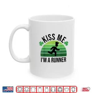 Mug Kiss Me Im A Runner Retro Marathon Running St Patricks Day Shirt