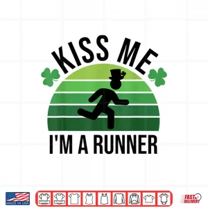 Design Kiss Me Im A Runner Retro Marathon Running St Patricks Day Shirt