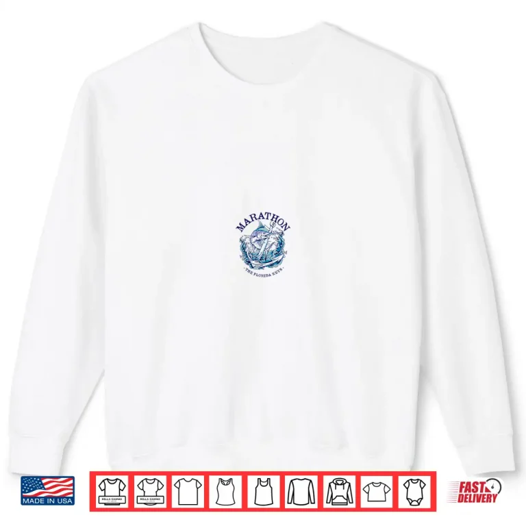 Sweatshirt Left Chest and Back Print Marlin Marathon Florida Keys Shirt