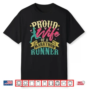 Proud Wife Of A Marathon Runner Retro Vintage Distressed Shirt