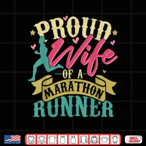 Design Proud Wife Of A Marathon Runner Retro Vintage Distressed Shirt