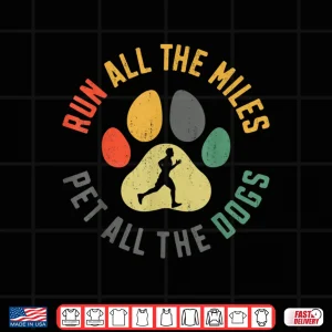 Design Running Runner Half Marathon Dog Vintage Run All The Miles Men Women Kids Shirt