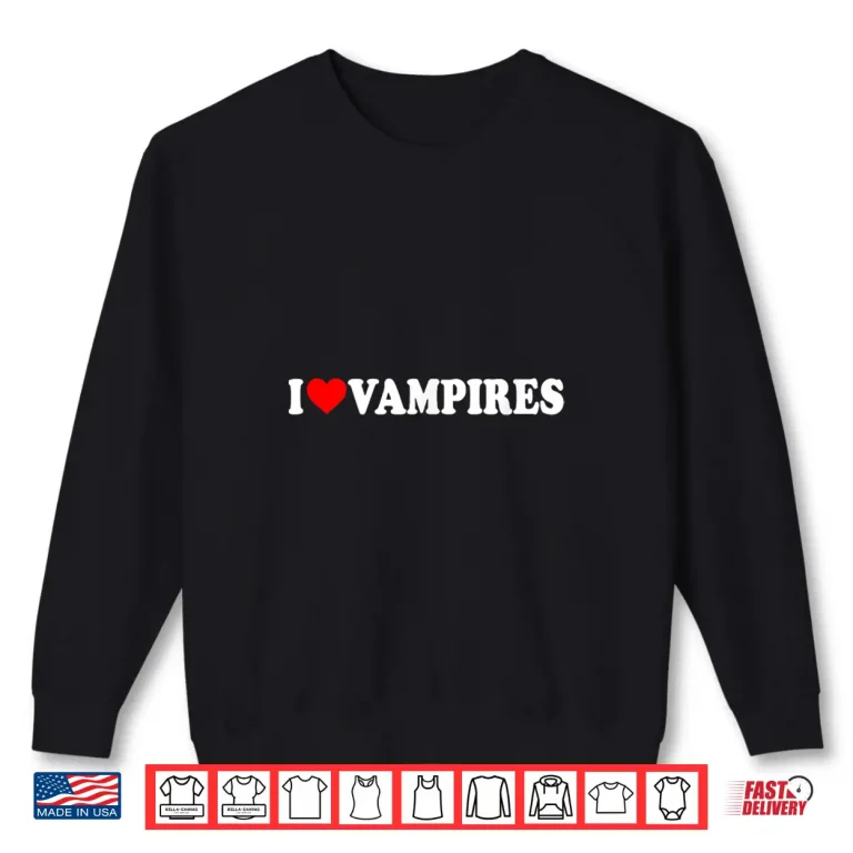 Sweatshirt I Love Heart Vampires Minimalist Halloween Spooky Films Shirt