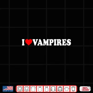 Design I Love Heart Vampires Minimalist Halloween Spooky Films Shirt