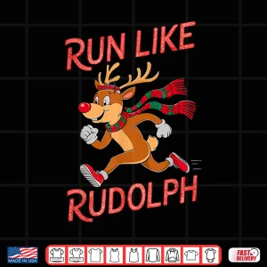 Design Reindeer Rudolph Christmas Running Runner Costume Marathon Shirt
