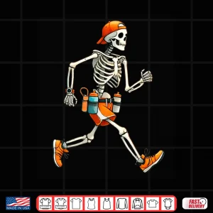 Design Skeleton Marathon Runner Halloween Costume Running Men Boys Shirt
