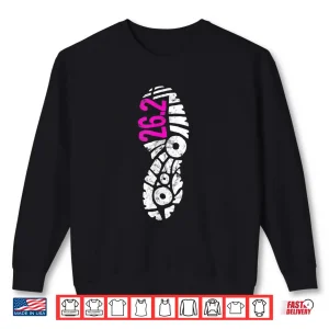 Sweatshirt Womens Pink 26.2 Marathon Runner Footprint Shirt