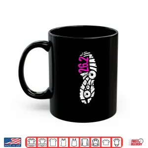 Mug Womens Pink 26.2 Marathon Runner Footprint Shirt