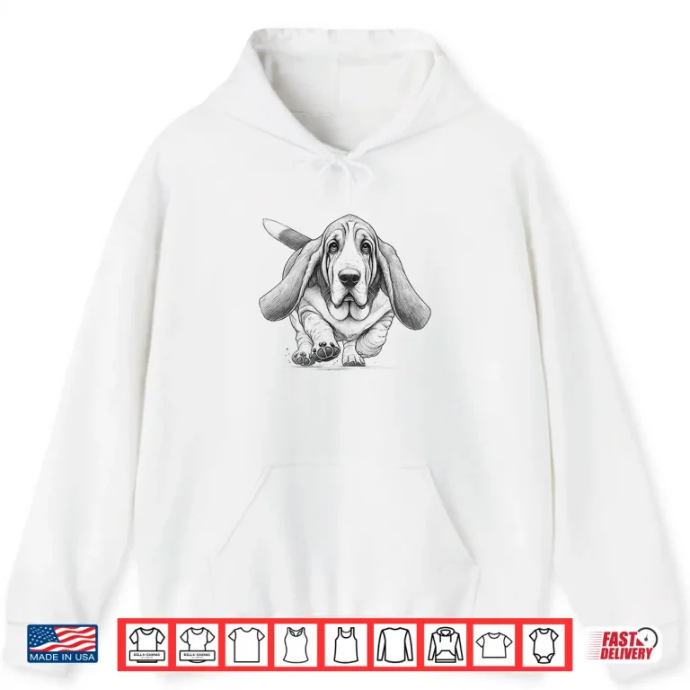 Hoodie Basset Hound Running Design For Dog Owner Shirt