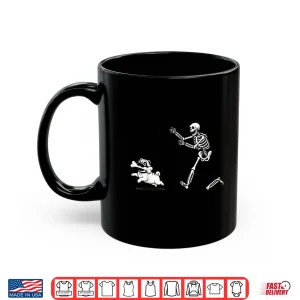 Mug Funny Pug Dog Steals Bone from Skeleton Design Shirt