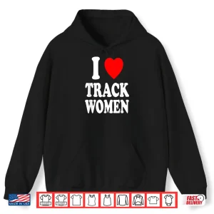 Hoodie I Heart Love Track Women Athletic Running Sprinting Shirt