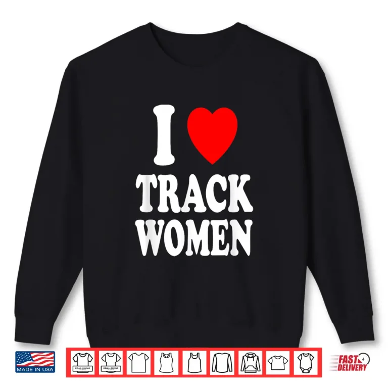 Sweatshirt I Heart Love Track Women Athletic Running Sprinting Shirt