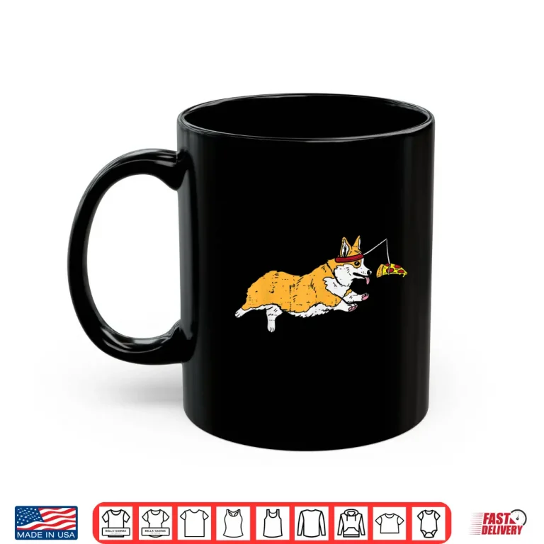 Mug Running Welsh Corgi Pizza Funny Food Lover Dog Owner Gift Shirt