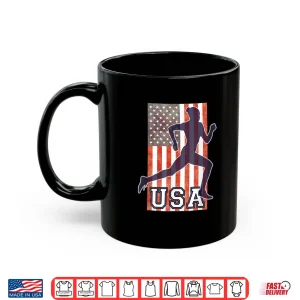 Mug USA Women Running Track Field Team American Flag Runner Shirt