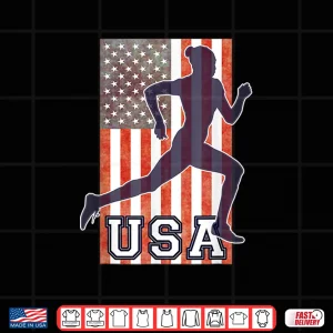 Design USA Women Running Track Field Team American Flag Runner Shirt