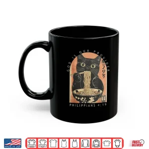 Mug God is Our Provider Funny Cat Eating Ramen Japanese Shirt