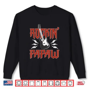 Sweatshirt Papaw Rockin One Birthday Family Matching Rock Guitar Shirt