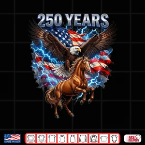 Design USA 250th Anniversary Bald Eagle Clydesdale Horse Shirt