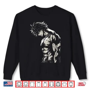 Sweatshirt Anime Men Character Bicep Workout Motivational Shirt