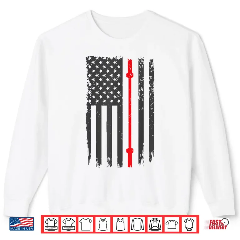 Sweatshirt US American Flag Fitness Gym Barbell Powerlifting Patriotic Shirt