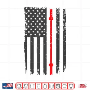 Design US American Flag Fitness Gym Barbell Powerlifting Patriotic Shirt
