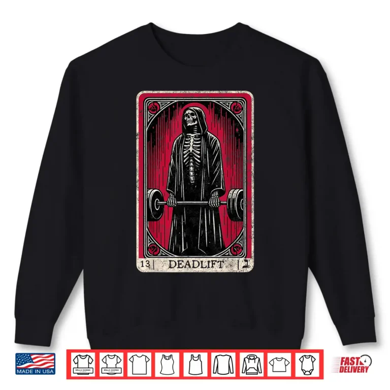 Sweatshirt Vintage Deadlift Skeleton Halloween Gym Jokes Weightlifting Shirt