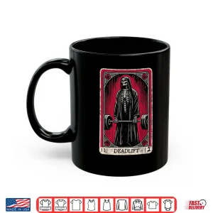 Mug Vintage Deadlift Skeleton Halloween Gym Jokes Weightlifting Shirt