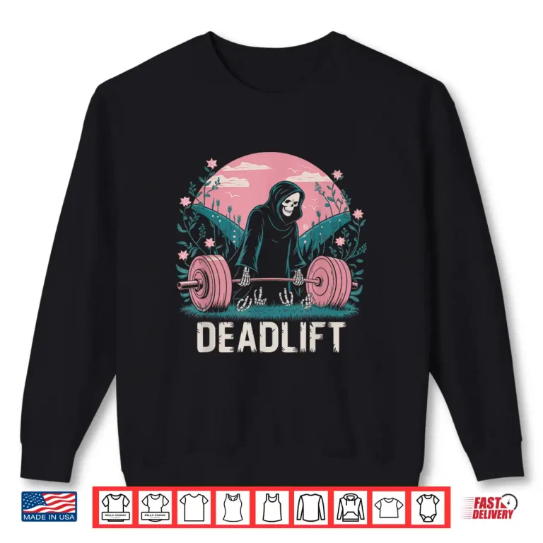 Sweatshirt Deadlift Skeleton Gift Fitness Goth Tarot Card Gym Workout Shirt