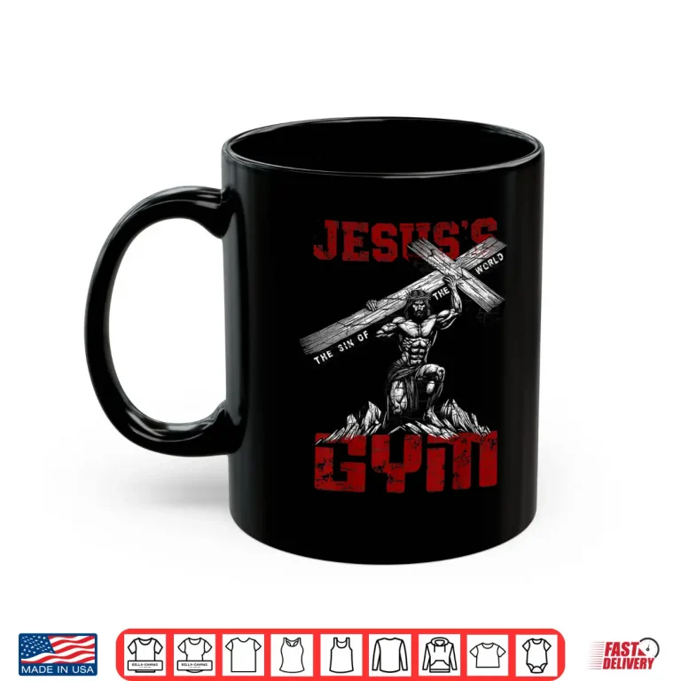 Mug Christian Workout Tee Jesuss Gym Bodybuilder Motivation Shirt