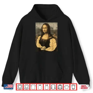 Hoodie Gym Mona Lisa Muscle Fun Workout Fitness Bodybuilding Women Shirt