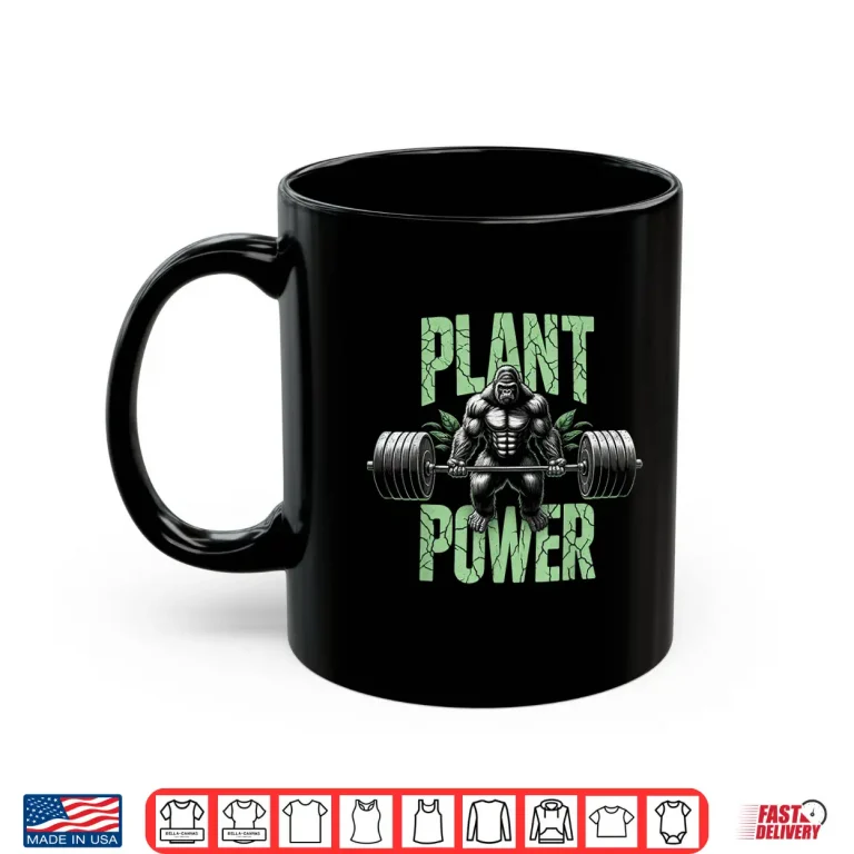 Mug Plant Power Tee Vegan and Vegetarian Gym Workout Fitness Shirt