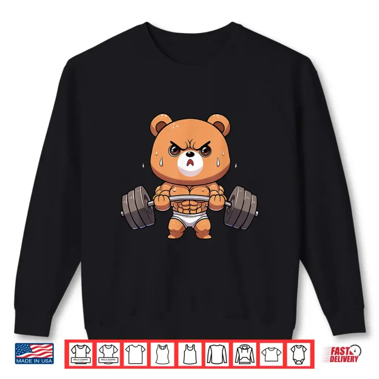 Sweatshirt Bear Bodybuilder Bodybuilding Muscle Gym Weightlifting Bear Shirt
