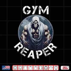 Design Gym Reaper Fitness Halloween Skeleton Workout Bodybuilding Shirt