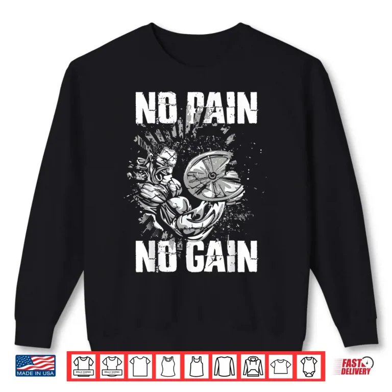 Sweatshirt Mens Gym Fitness and Bodybuilding Shirts for Men No Pain No Gain Shirt