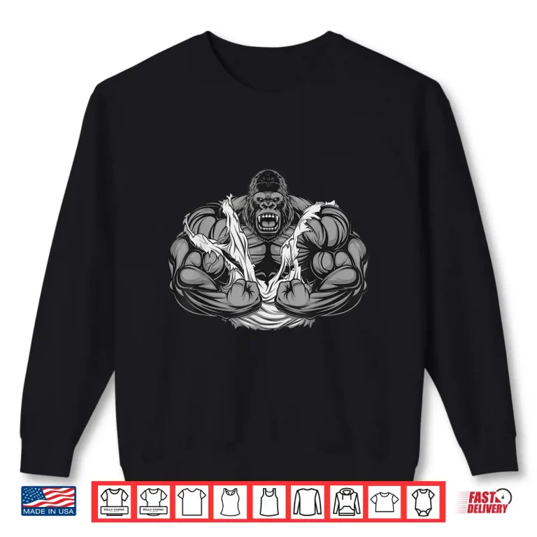 Sweatshirt Muscle gorilla Fitness Workout Gym for lover Bodybuilding Shirt