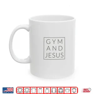 Mug Gym And Jesus Christian Workout Modern Fitness Graphic Shirt