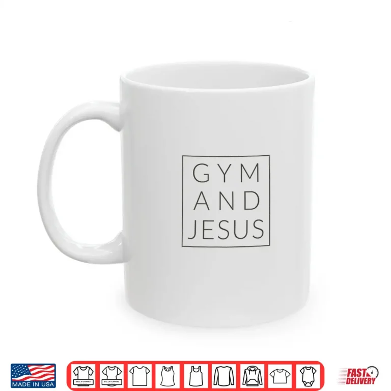 Mug Gym And Jesus Christian Workout Modern Fitness Graphic Shirt