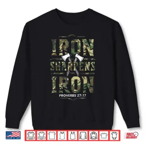 Sweatshirt Iron Sharpens Iron Camo Scripture Christian Gym Workout Shirt