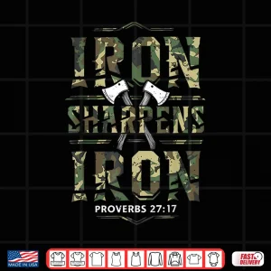 Design Iron Sharpens Iron Camo Scripture Christian Gym Workout Shirt