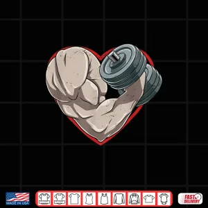 Design Valentines Day Bodybuilding Gym Muscles Dumbbell Heart Shirt