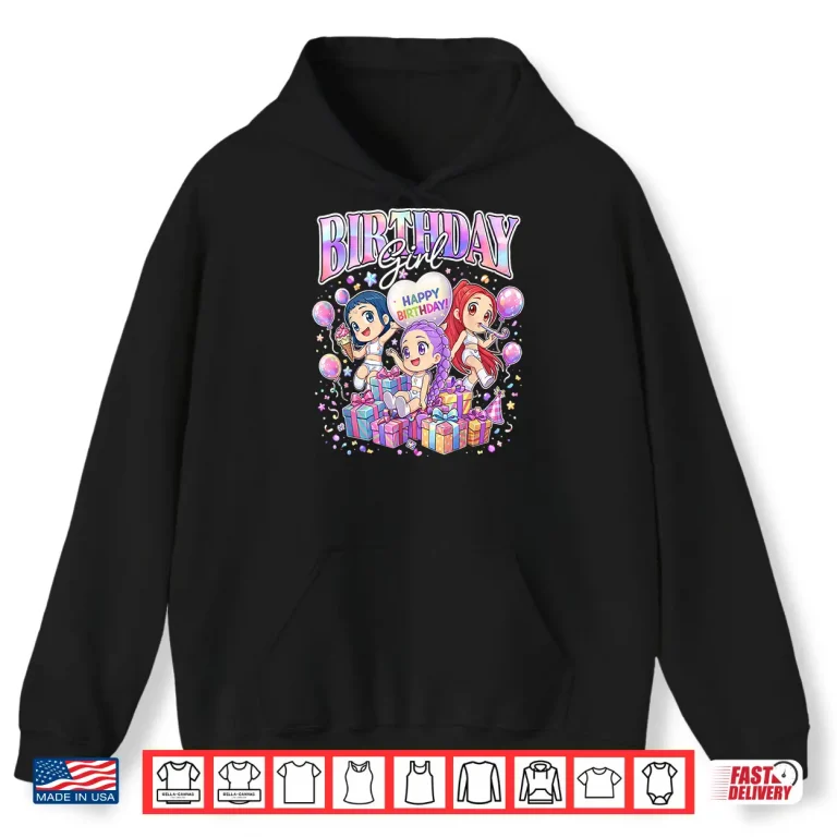 Hoodie Birthday Girl Cute Chibi Kpop Funny Kids Bday Shirt