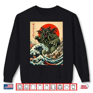 Sweatshirt Cthulu Catzilla Tokyo Monster Cat Japanese Art Design Shirt