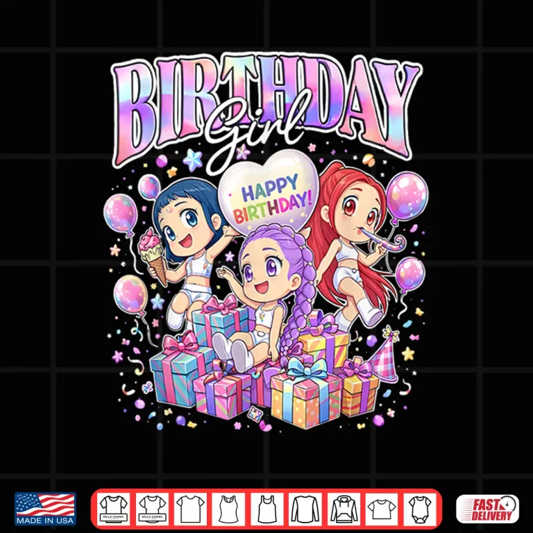 Design Birthday Girl Cute Chibi Kpop Funny Kids Bday Shirt