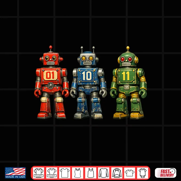 Design Binary Code Robot Retro 01 10 11 Programming Humor Vintage Shirt