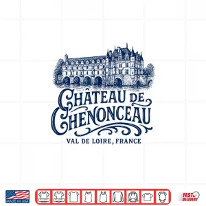 Design Chateau de Chenonceau Val de Loire France Navy Print Shirt