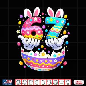 Design Easter Eggs Six Seven 67 Bunny 67 Meme Boys Girls Shirt
