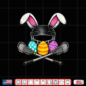 Design Funny Easter Lacrosse Bunny with Eggs Cute Lacrosse Player Shirt