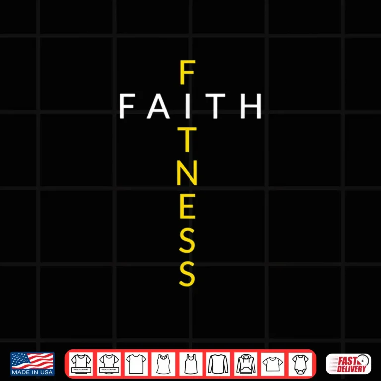 Design Faith Fitness Cross Christian Workout Modern Gym Graphic Shirt