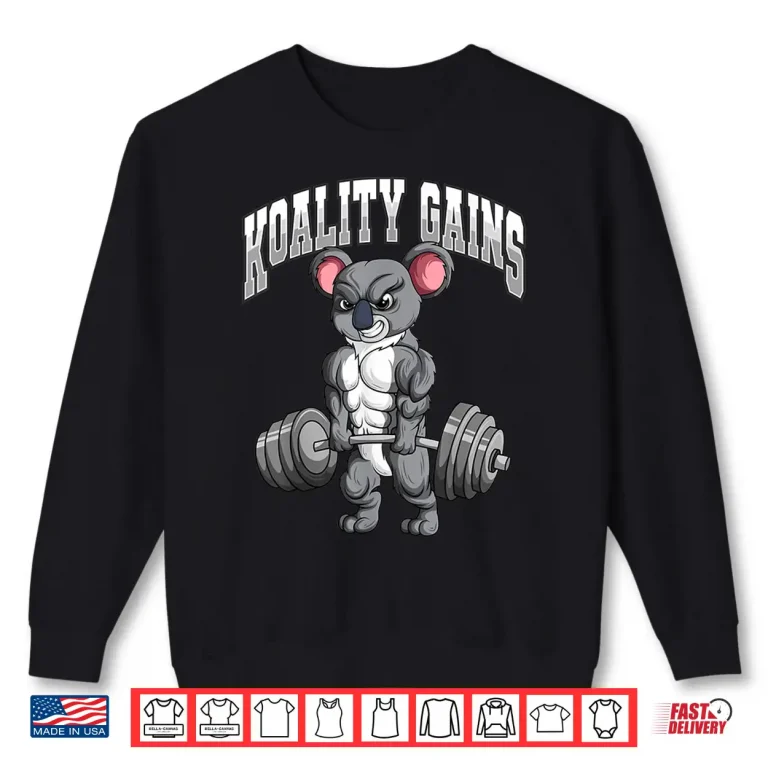 Sweatshirt Koality Gains Fitness Gym Koala Bodybuilding Animal Graphic Shirt